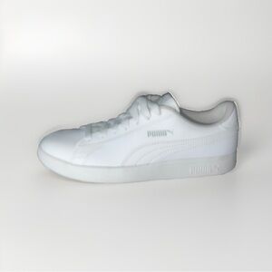 Puma Smash V2 L JR Triple White 365170-02 Leather Kids Size 6C New